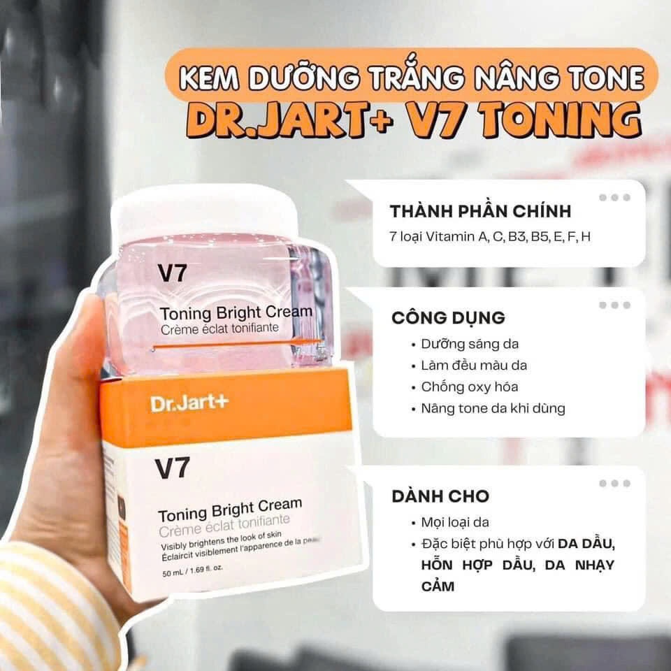 (Mẫu mới) Kem Dưỡng Trắng, Tái Tạo Da Dr.Jart+ V7 Toning Bright Cream 50ml