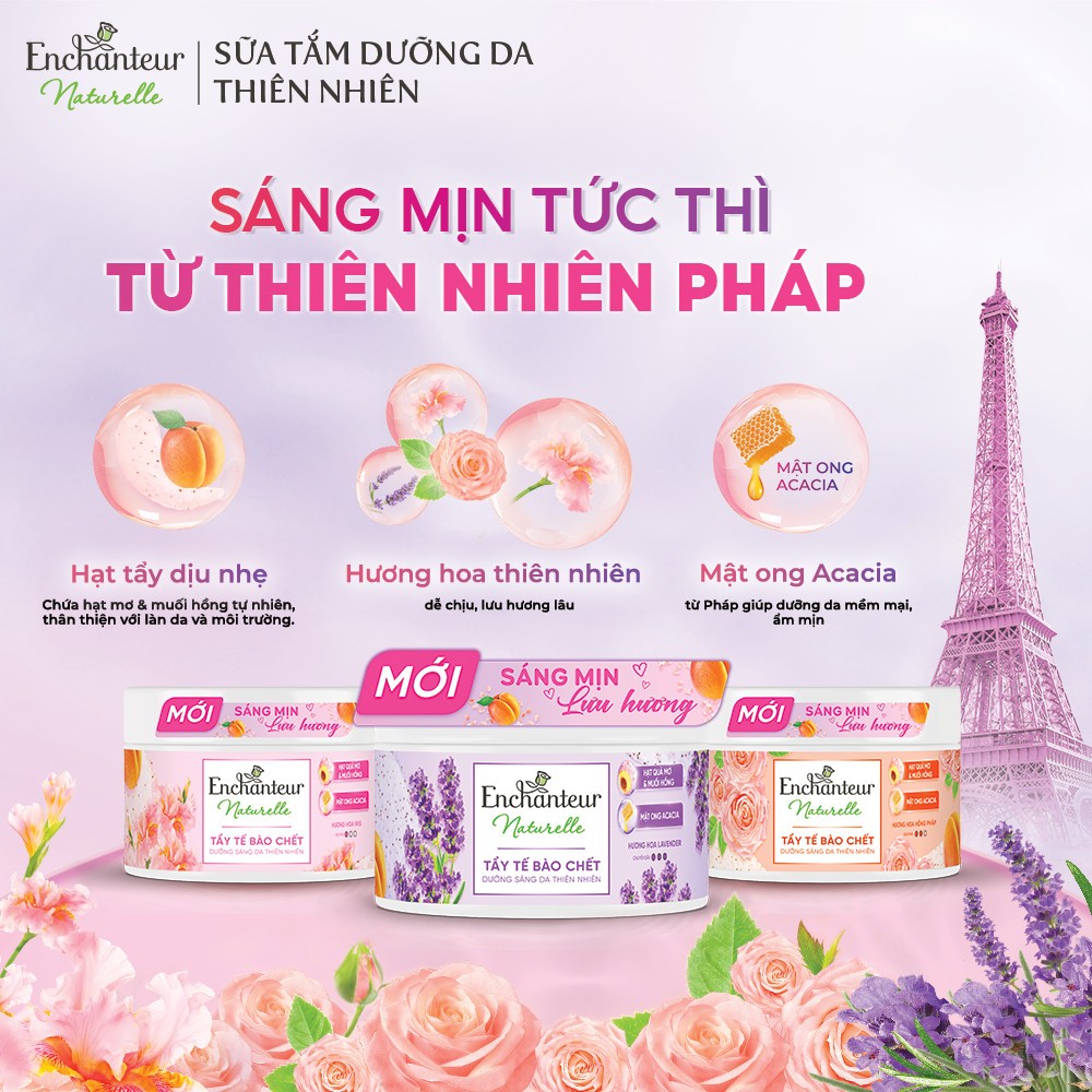 [KOL x Enchanteur] COMBO 2 Tẩy tế bào chết sáng da thiên nhiên Pháp Enchanteur Naturelle 250g tặng 1 túi ST 200g