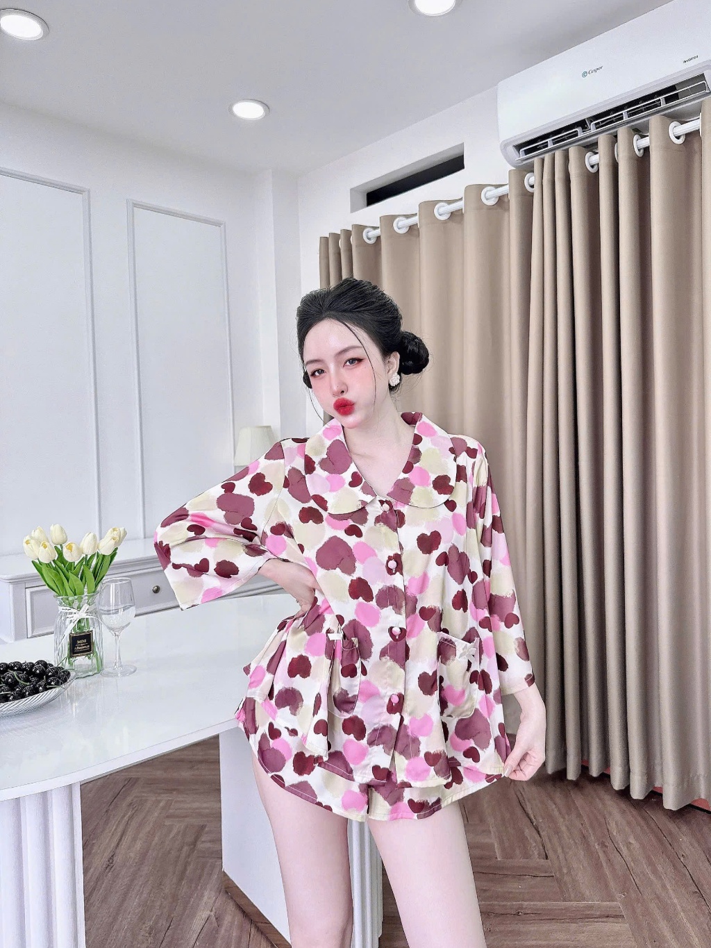 Ảnh Đồ Ngủ Pijama Bigsize Nữ SOJUN Bộ Đùi Cổ Sen Thiết kế Lụa Latin Cao Cấp 45-75kg 2