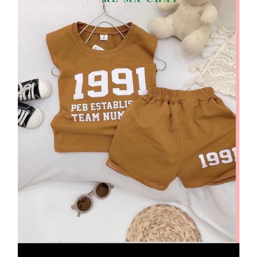 COMBO 5 BỘ BA LỖ IN SỐ 1991 CHO BÉ TRAI VÀ GÁI SIZE 6-18KG