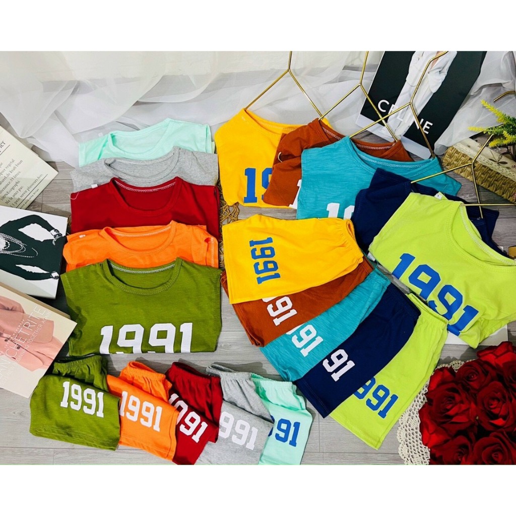 COMBO 5 BỘ BA LỖ IN SỐ 1991 CHO BÉ TRAI VÀ GÁI SIZE 6-18KG