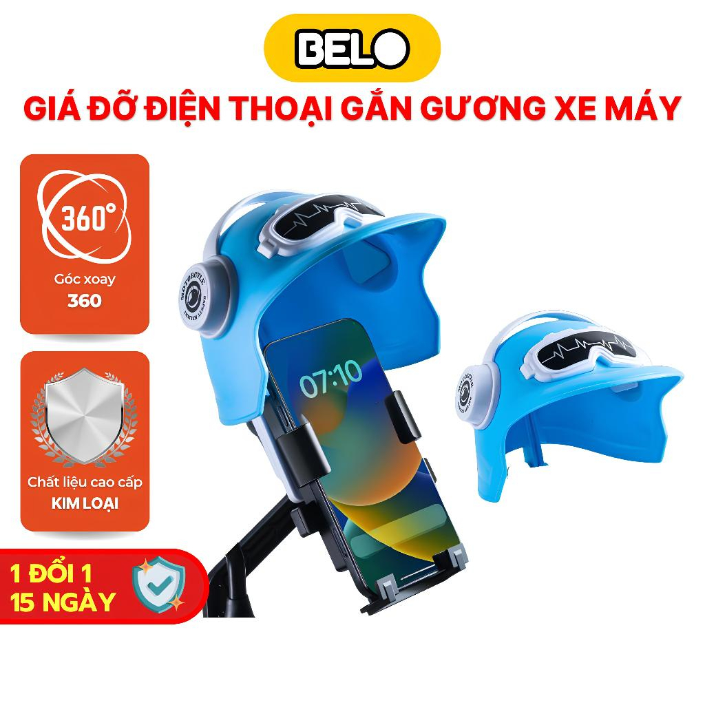 Giá đỡ điện thoại kẹp chân gương trên xe máy có mũ che mưa che nắng chống chống cướp giật