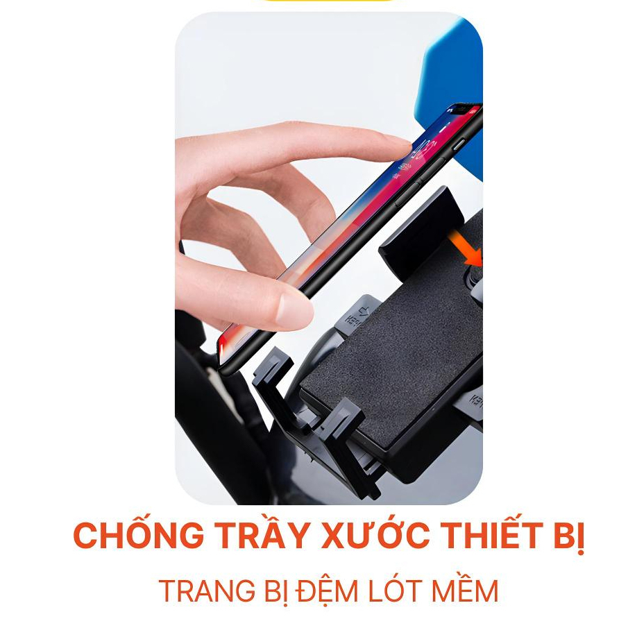 Giá đỡ điện thoại kẹp chân gương trên xe máy có mũ che mưa che nắng chống chống cướp giật