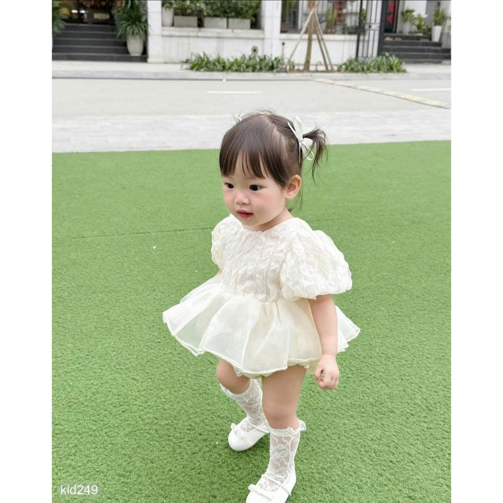(HÀNG CÓ SẴN) - QC- Suit Váy hở lưng hoa tuy líp cho bé gái cover Hàn Quốc hàng quảng châu cho bé gái 5-13kg