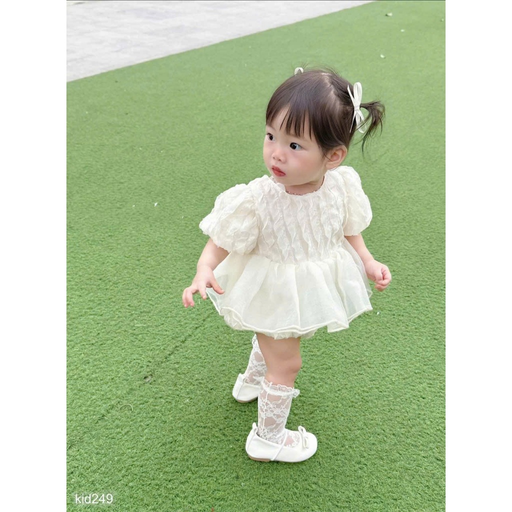 (HÀNG CÓ SẴN) - QC- Suit Váy hở lưng hoa tuy líp cho bé gái cover Hàn Quốc hàng quảng châu cho bé gái 5-13kg