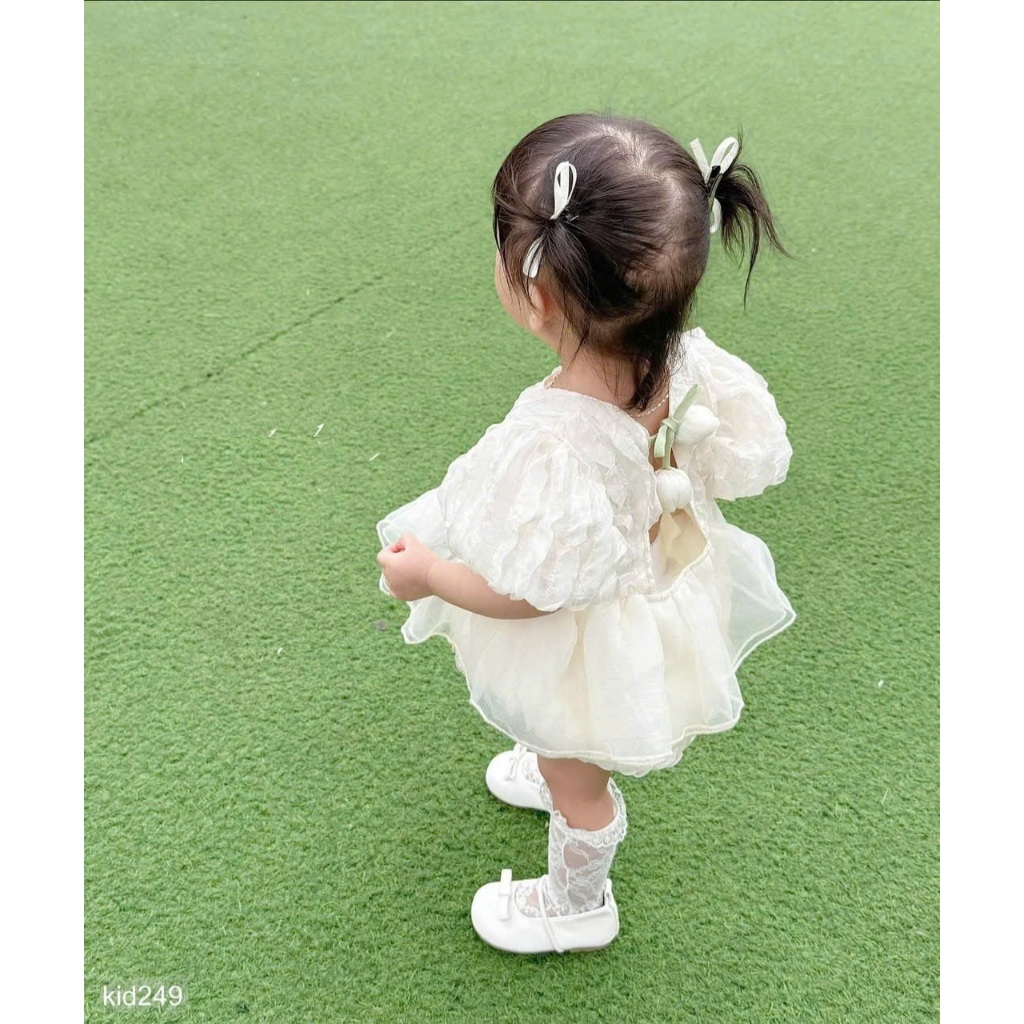 (HÀNG CÓ SẴN) - QC- Suit Váy hở lưng hoa tuy líp cho bé gái cover Hàn Quốc hàng quảng châu cho bé gái 5-13kg