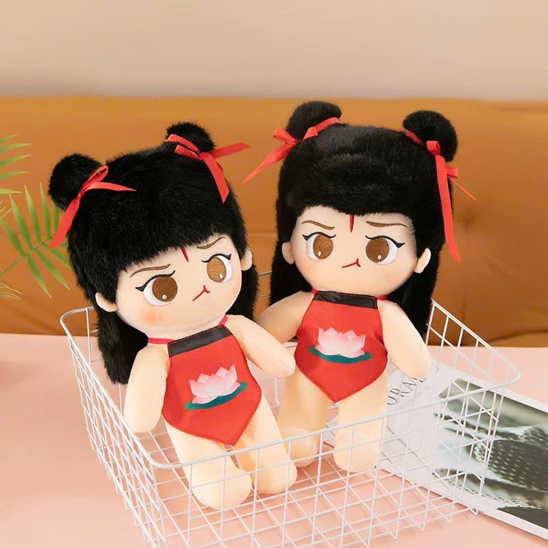 Gấu bông natra mặc yếm hoa sen dễ thương Búp bê natra tóc đen mặt cạu nhân vật hoạt hình nổi tiếng hàng cao cấp