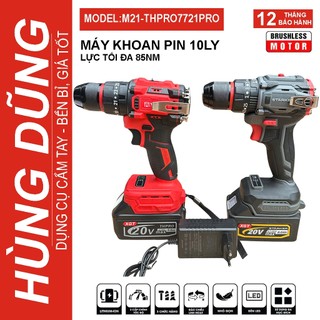 Máy Khoan Pin cầm tay THPRO TH7721PRO 3 Chức Năng Đầu 10mm Autolock Động Cơ Không Chổi Than Chân Pin Phổ Thông