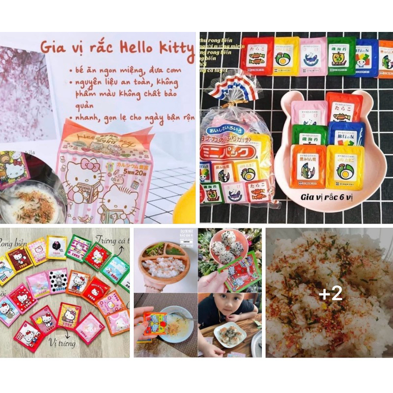 Gia Vị Rắc Cơm Hello Kitty - Gia Vị Ăn Dặm Cho Bé TiBong Store Nhật Bản Bổ Sung 4 Nhóm Dinh Dưỡng Giúp Ăn Ngon