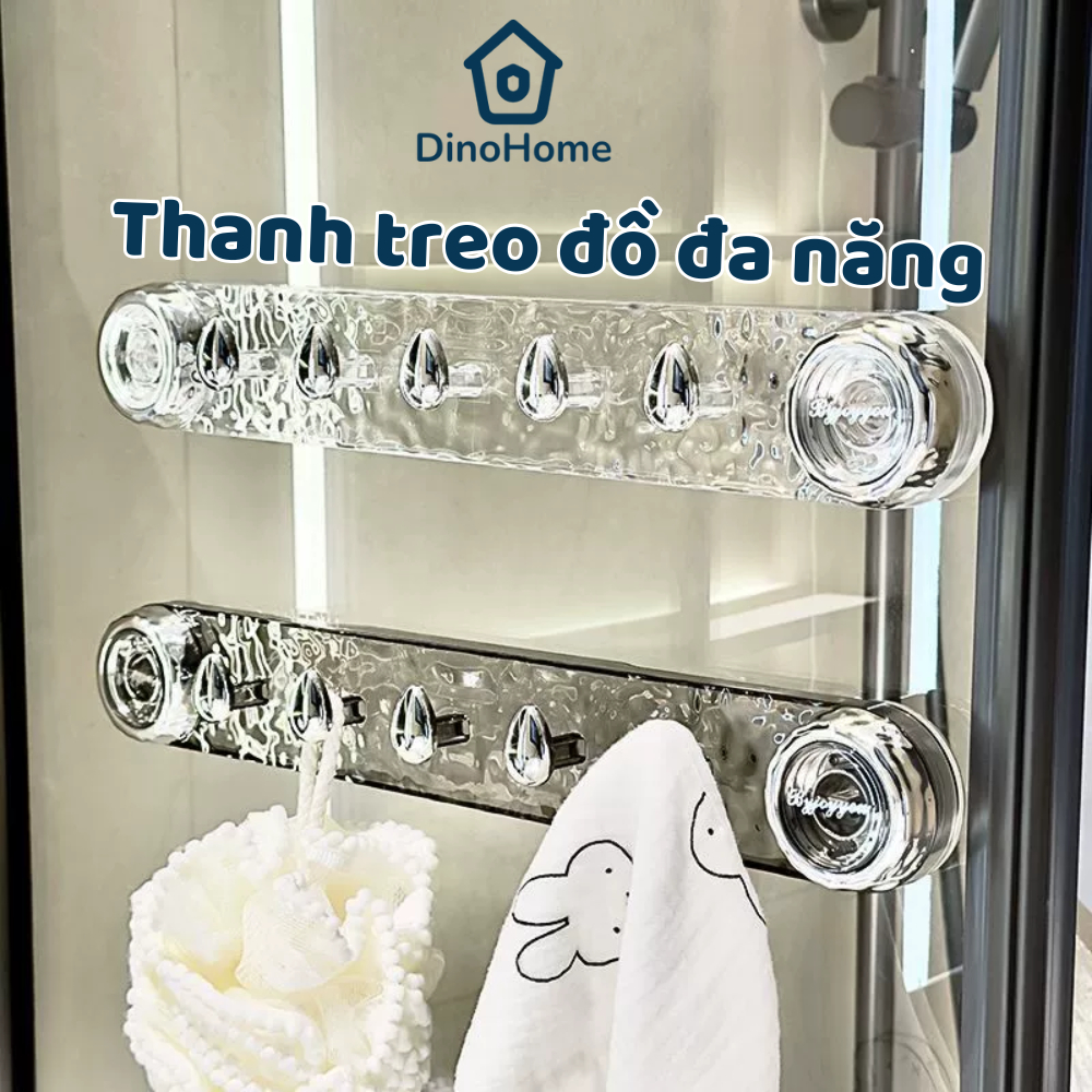 Thanh móc treo quần áo nhà tắm DINO hút chân không siêu chịu lực,Móc treo đồ đa năng hít tường nhà bếp không khoan tường