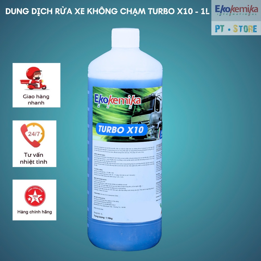 [EKOKEMIKA] - DUNG DỊCH RỬA XE KHÔNG CHẠM - TURBO X10 CHAI 1L- CAN 5L