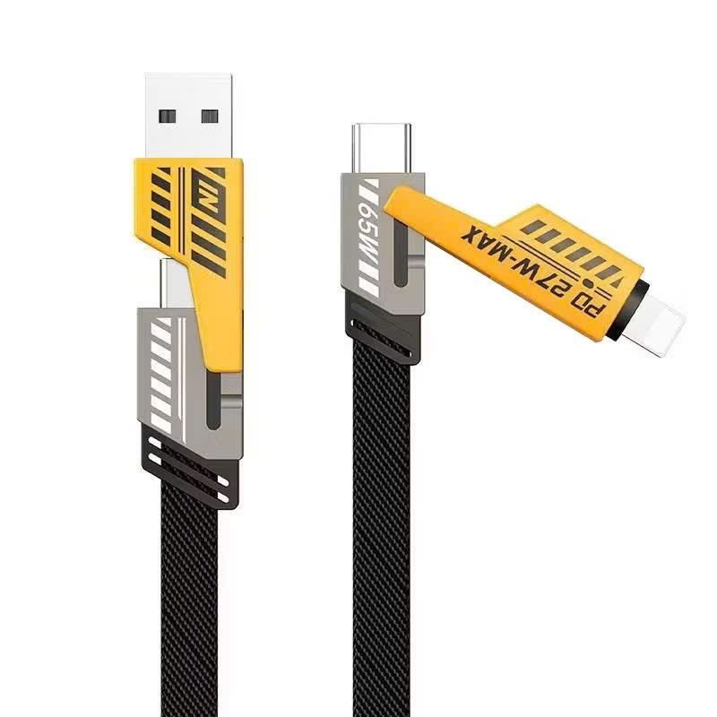 Dây cáp sạc nhanh 4 trong 1  65W 120W Cao Cấp, Dây Dù Chống Đứt