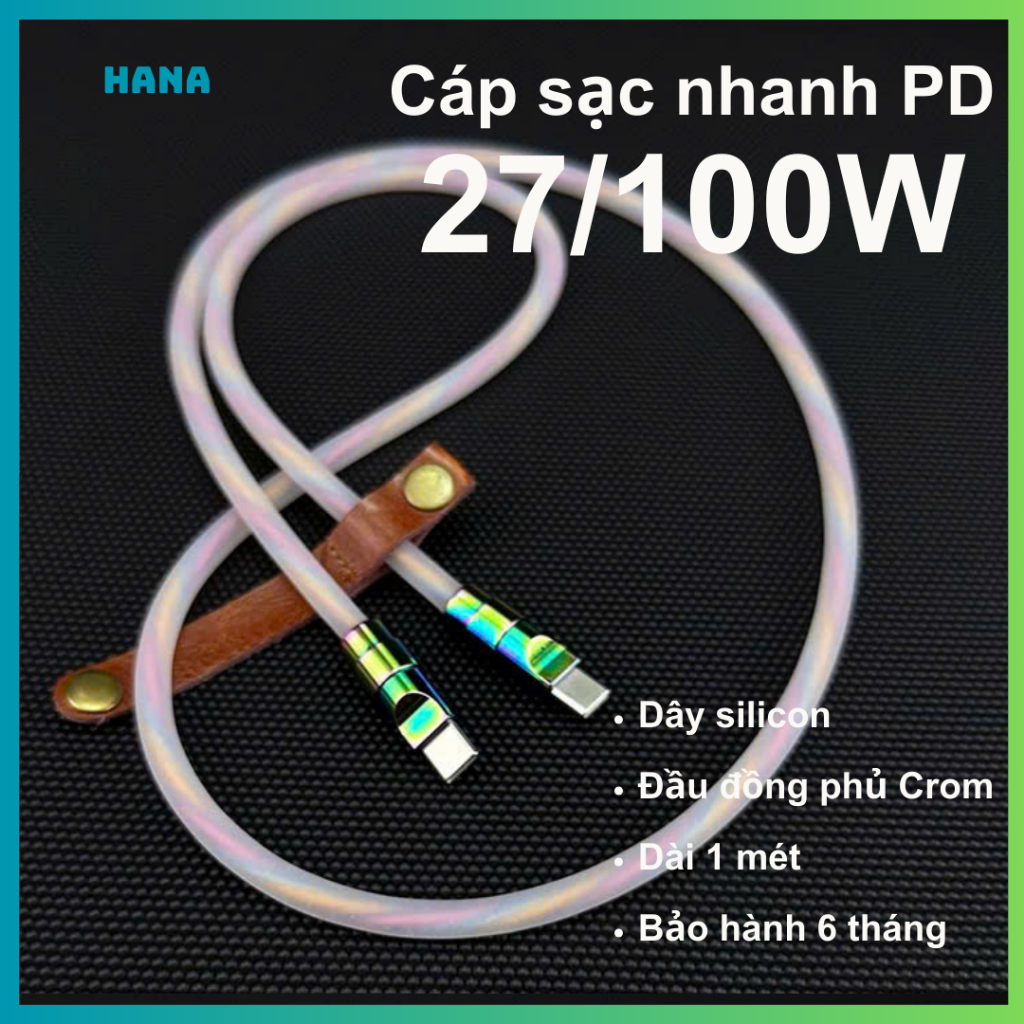 [M7] Dây cáp sạc nhanh 100W - Dài 50cm/100cm - Có chip Emarker - Dây silicon - Type C - Type C PD 100W Max
