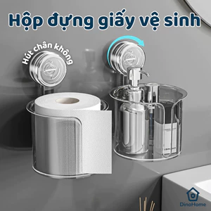 Hộp Đựng Giấy Vệ Sinh Trong Suốt DINO Hút Chân không có khe rút giấy thông minh, Hộp đựng giấy vệ sinh gắn tường
