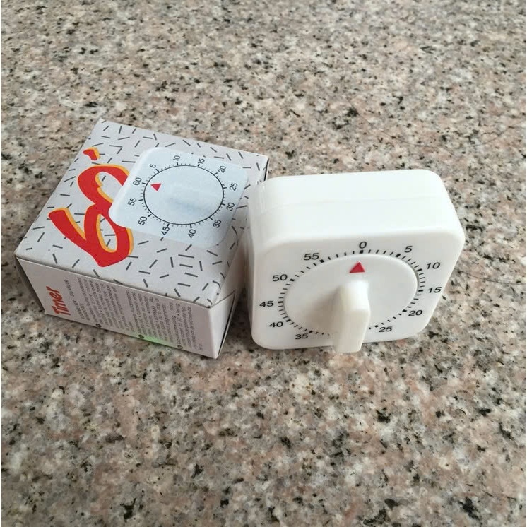 Đồng hồ hẹn giờ nhà bếp mini vuông nhỏ kiểu cổ điển, Đồng hồ hẹn giờ cơ học, đếm ngược - Nhỏ gọn tiện dụng - DHG011a