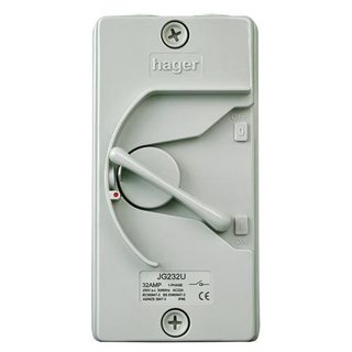 JG220U- Cầu Dao Cách Ly 2 Cực 20A - Isolator Hager AC22 - 2P 20A IP66