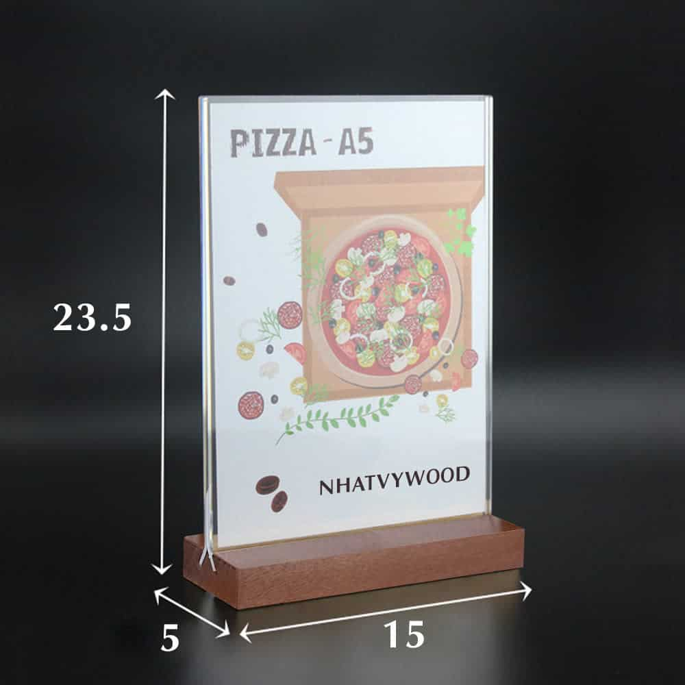 Menu Mica A5, Standee Để Bàn, Menu Gỗ Nhatvywood  A5 - NV5101