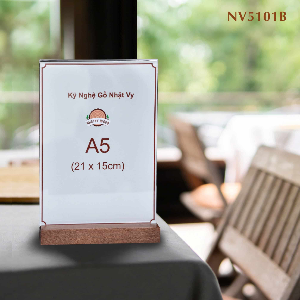 Menu Mica A5, Standee Để Bàn, Menu Gỗ Nhatvywood  A5 - NV5101