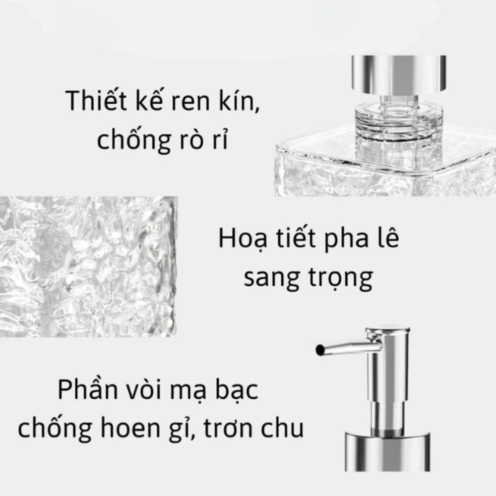 Chai Chiết Dầu Gội Sữa Tắm Trong Suốt 300ml 400ml Chai Đựng Nước Rửa Tay Vòi Nhấn Decor Nhà Tắm Khách Sạn DINO