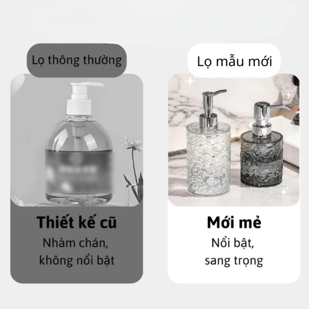 Chai Chiết Dầu Gội Sữa Tắm Trong Suốt 300ml 400ml Chai Đựng Nước Rửa Tay Vòi Nhấn Decor Nhà Tắm Khách Sạn DINO