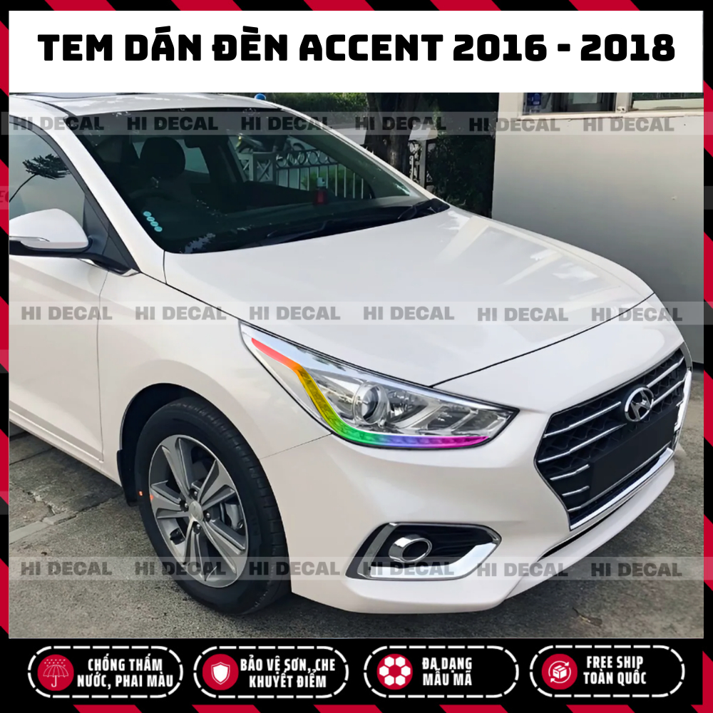 Tem đèn Accent 2018 - 2020, Tem đèn xe Accent trang trí xe chống nước, bền màu, chịu nhiệ