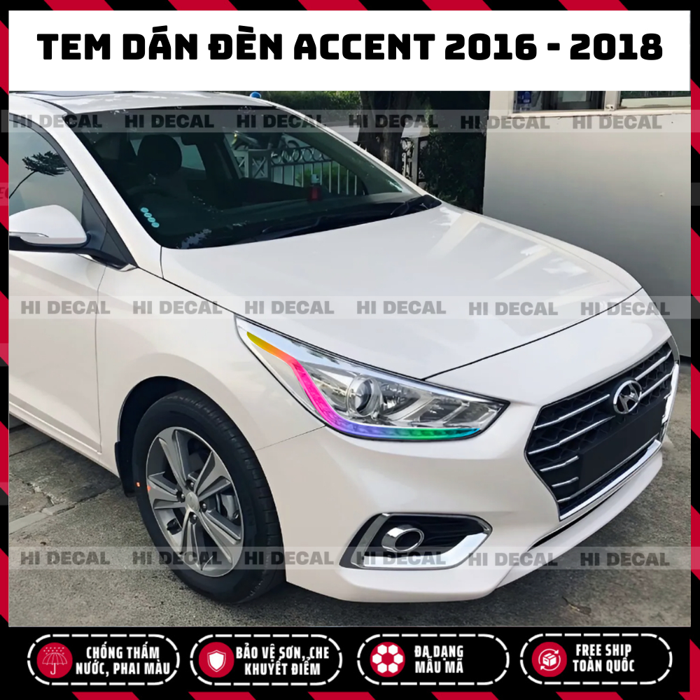 Tem đèn Accent 2018 - 2020, Tem đèn xe Accent trang trí xe chống nước, bền màu, chịu nhiệ