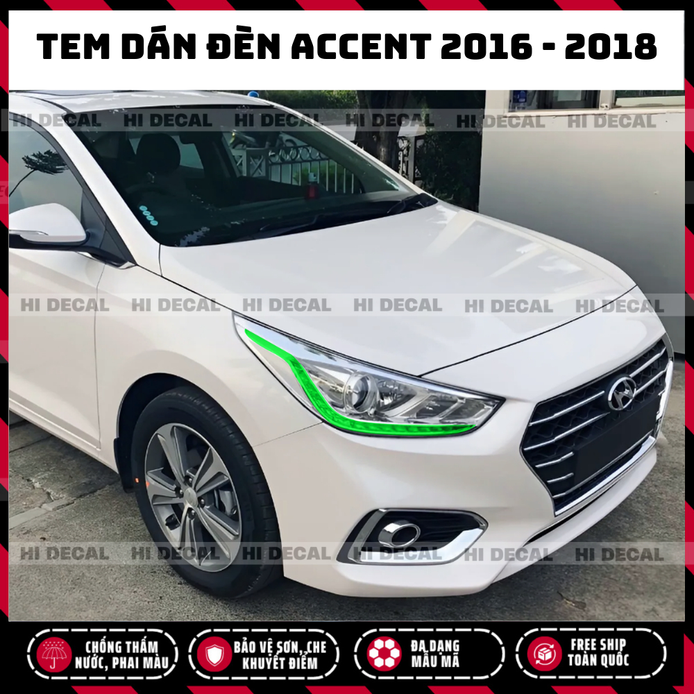Tem đèn Accent 2018 - 2020, Tem đèn xe Accent trang trí xe chống nước, bền màu, chịu nhiệ