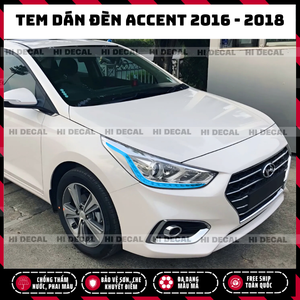 Tem đèn Accent 2018 - 2020, Tem đèn xe Accent trang trí xe chống nước, bền màu, chịu nhiệ