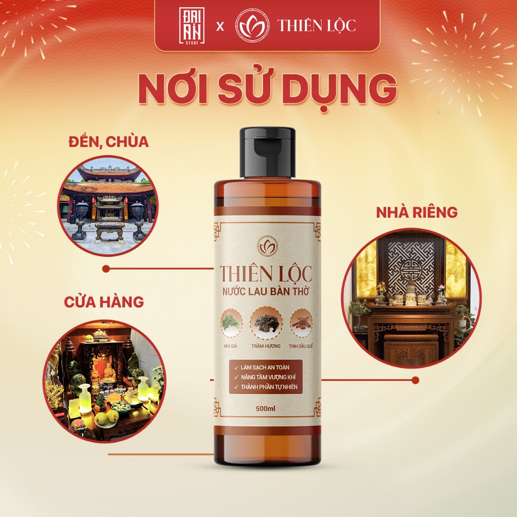 Ảnh Nước lau bàn thờ Thiên Lộc - Làm sạch, bao sái bàn thờ, thu hút tài vận 500ml - Nước thơm trầm hương 3