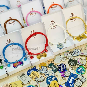 Combo thẻ tên inox và dây handmade cho chó mèo - Pettag Mozzi