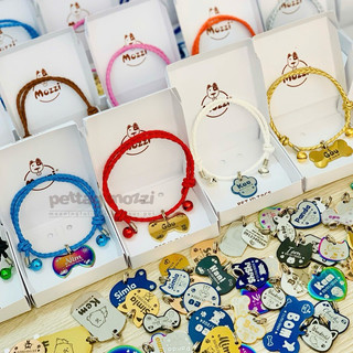 [Nhắn tin thông tin khắc thẻ]Combo thẻ tên inox và dây handmade cho chó mèo - Pettag Mozzi