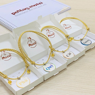 [Nhắn tin thông tin khắc thẻ]Combo thẻ tên inox và dây handmade cho chó mèo - Pettag Mozzi