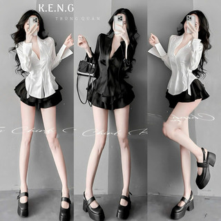 Set đầm lụa nữ sang chảnh mix váy xếp li xoè hàng đẹp chuẩn form a24