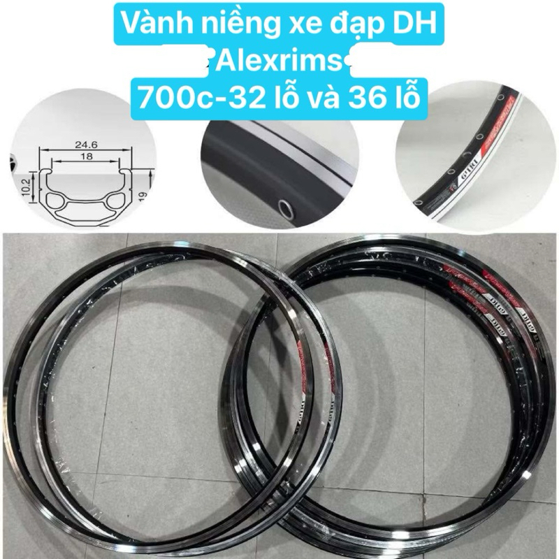 Vành nhôm 700c Xe đạp DH19 Alexrims 32-36 lỗ, Vành xe đạp 700c nhôm 2 ...