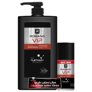 Dầu Gội/ Tắm Gội 2in1 Romano Vip visson / passion 650g Tặng Kèm Lăn Khử Mùi 40ml.