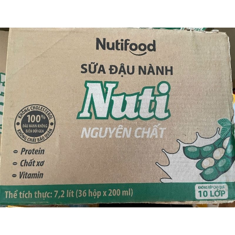 Sữa Đậu Nành NUTIFOOD SOY MILK nguyên chất thùng 36 hộp x 200ml