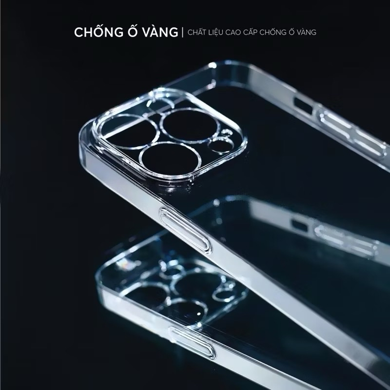 Ốp iphone mỏng trong suốt có viền và không viền ( Trong suốt )