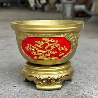 Khuôn đúc chậu tròn đường kính 40 cm, hoa văn tùng, cúc, mai chất liệu nhựa abs