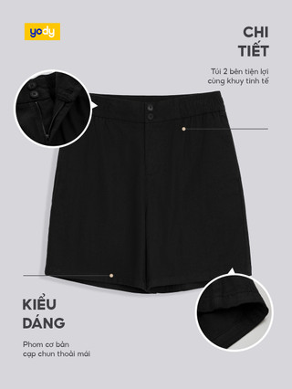 Quần shorts đũi nam YODY quần đùi cotton cạp chun, thoáng mát, thấm hút tốt MCJT25S032