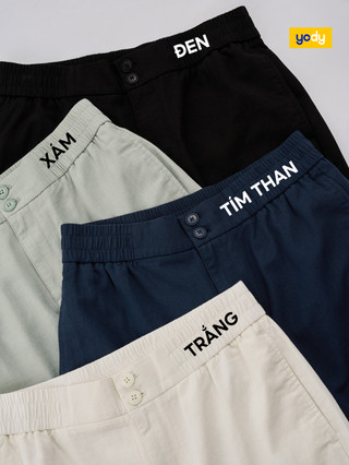 Quần shorts đũi nam YODY quần đùi cotton cạp chun, thoáng mát, thấm hút tốt MCJT25S032