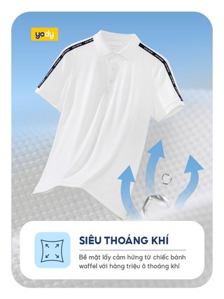 Áo polo nữ YODY phối dây dệt vai waffle chạm mát lạnh WAPO25S009