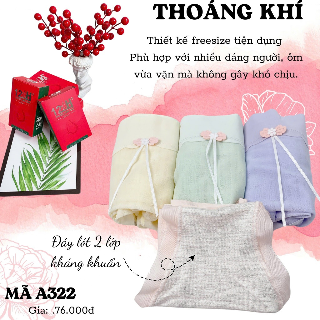 quần lót nữ ,quần lót lụa siêu mềm mỏng ,quần lót 12h A322