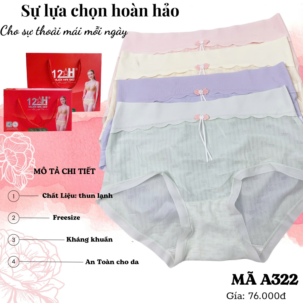 quần lót nữ ,quần lót lụa siêu mềm mỏng ,quần lót 12h A322