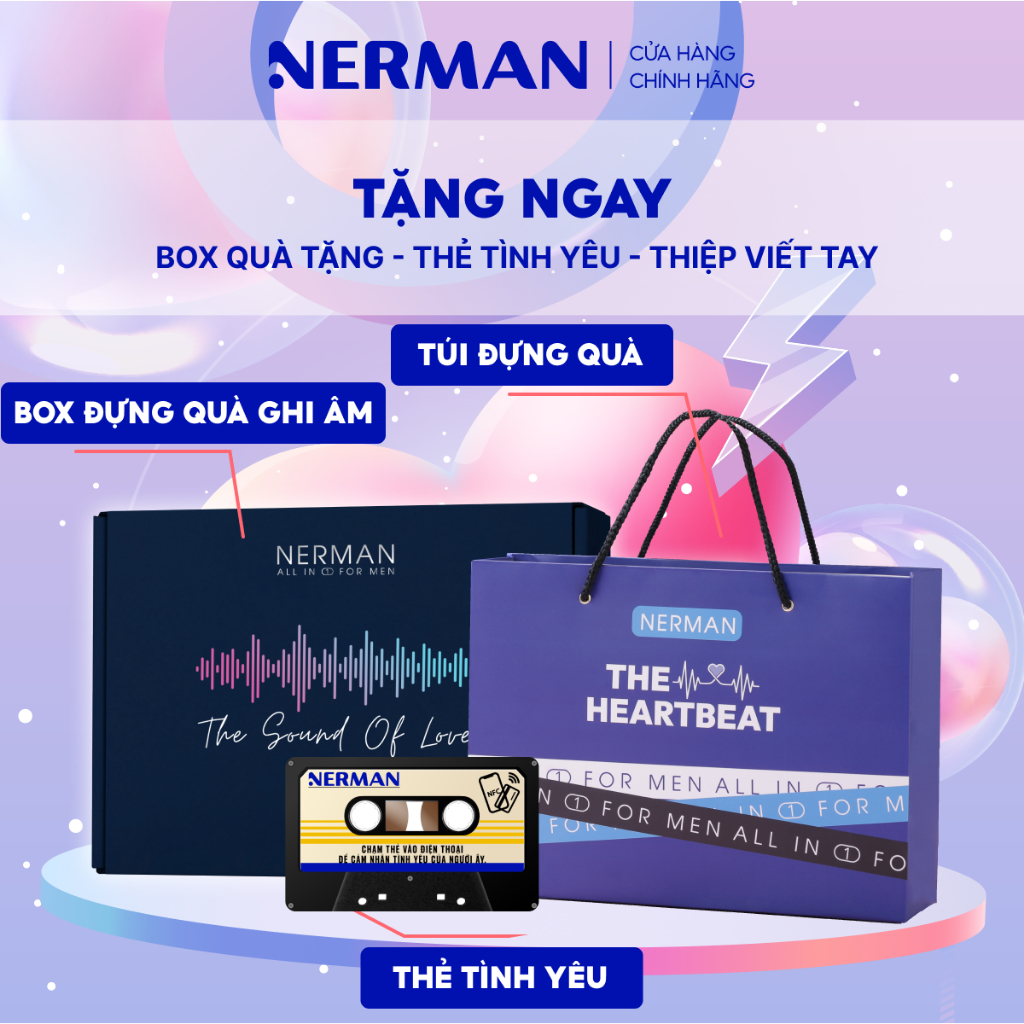 Ảnh Bộ quà tặng cho nam Sound of Love ghi âm lời nhắn 4.0 NERMAN-Sữa tắm gội 350ml & Gel vệ sinh 100ml 2