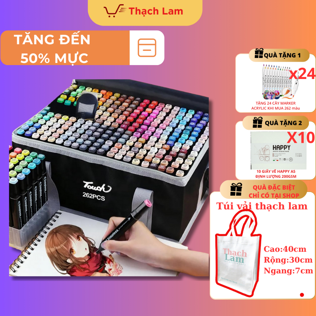 HỎA TỐC Bút Màu Marker Touch 80/100/120/168 Cây Chuyên Nghiệp Kèm Túi Vải Họa Cụ Tô Màu