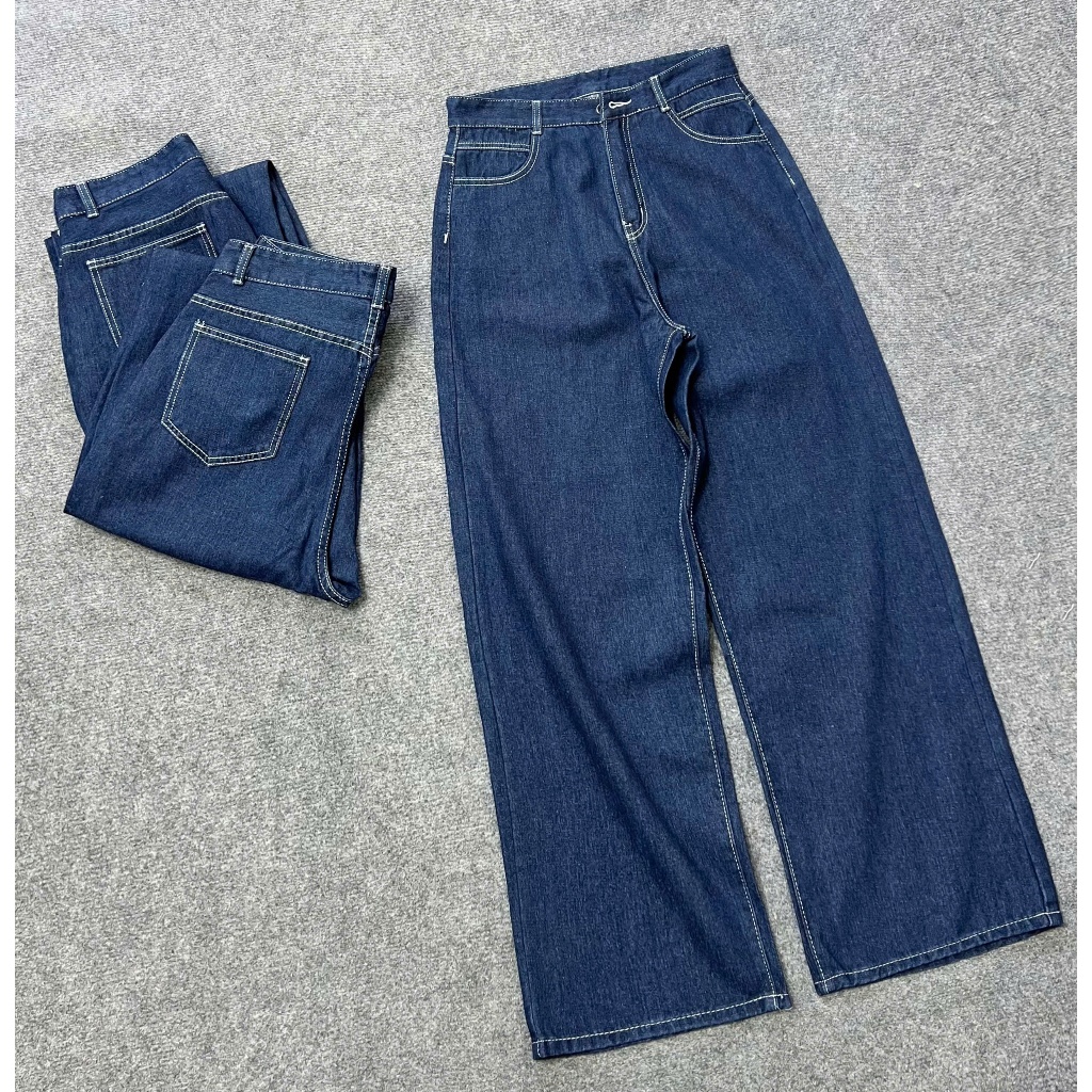 Quần Jean Suông Ống Rộng Kiểu Lưng Cao Bigsize Nữ,Quần Bò Ống Rộng Big Size Dễ Phối Đồ Q535