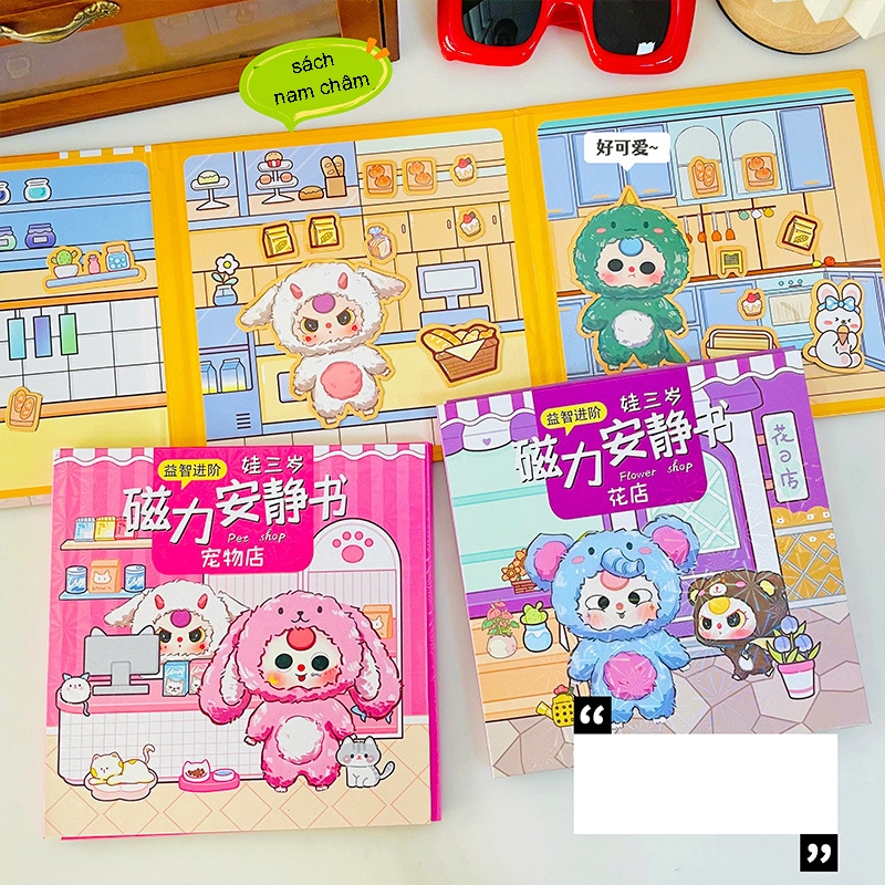 Đồ chơi sổ dán nam châm từ tính Natra babythree cappybara kuromi - Đồ chơi sách bóc dán sticker nam châm cho bé