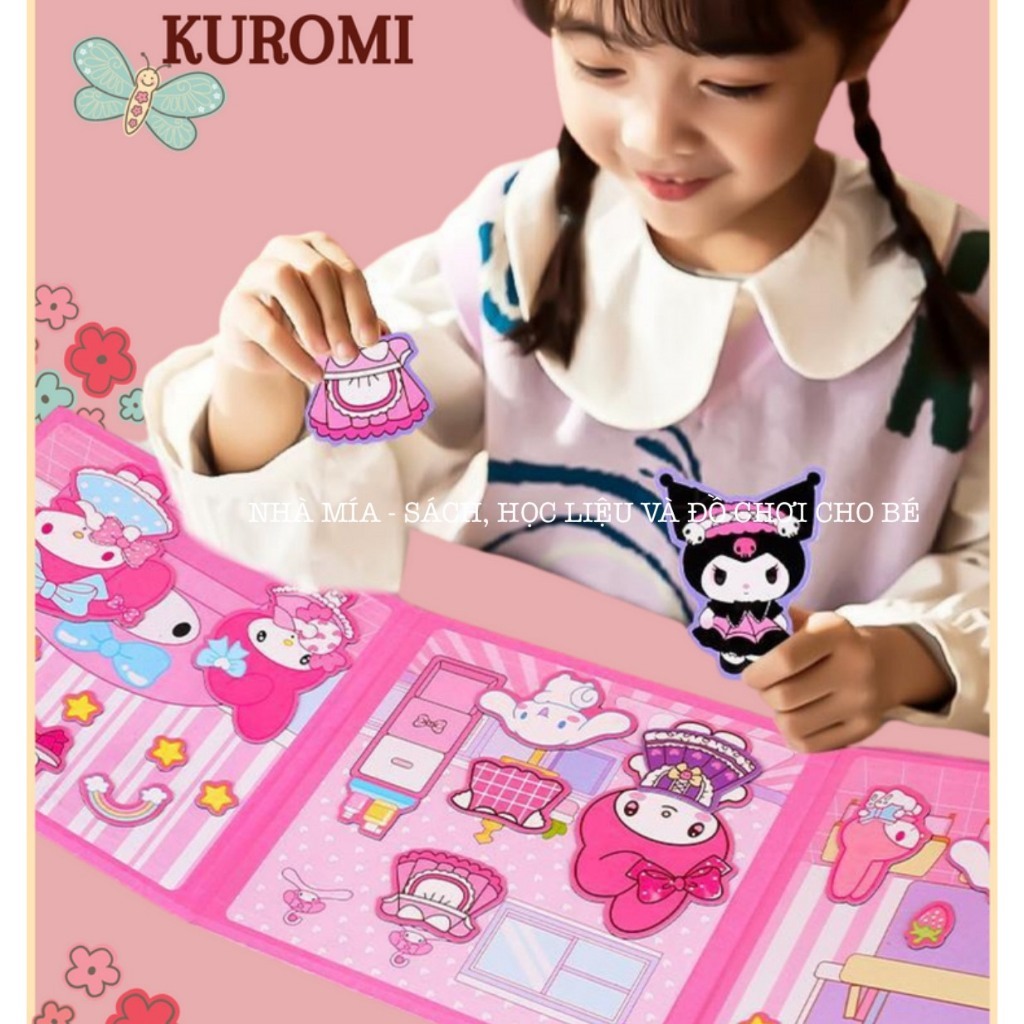 Đồ chơi sổ dán nam châm từ tính Natra babythree cappybara kuromi - Đồ chơi sách bóc dán sticker nam châm cho bé