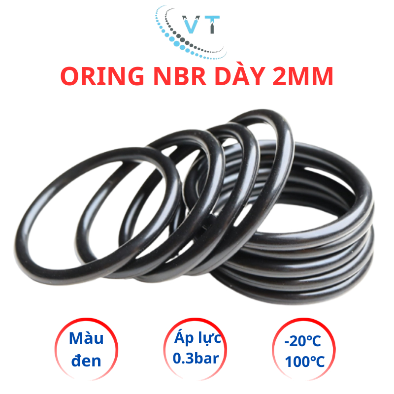 [Túi 20 Sợi] Gioăng Cao Su Oring NBR Dày 2mm - OD 5mm đến 20mm - Sim Cao Su Tròn Chịu Dầu, Chống Rò Rỉ Nước