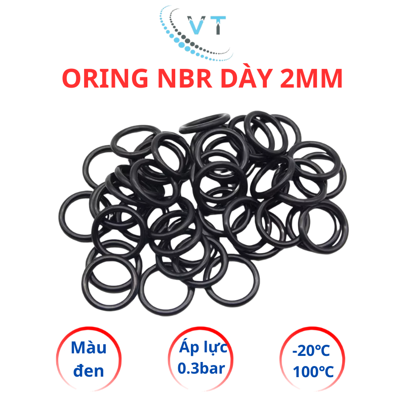 [Túi 20 Sợi] Gioăng Cao Su Oring NBR Dày 2mm - OD 5mm đến 20mm - Sim Cao Su Tròn Chịu Dầu, Chống Rò Rỉ Nước
